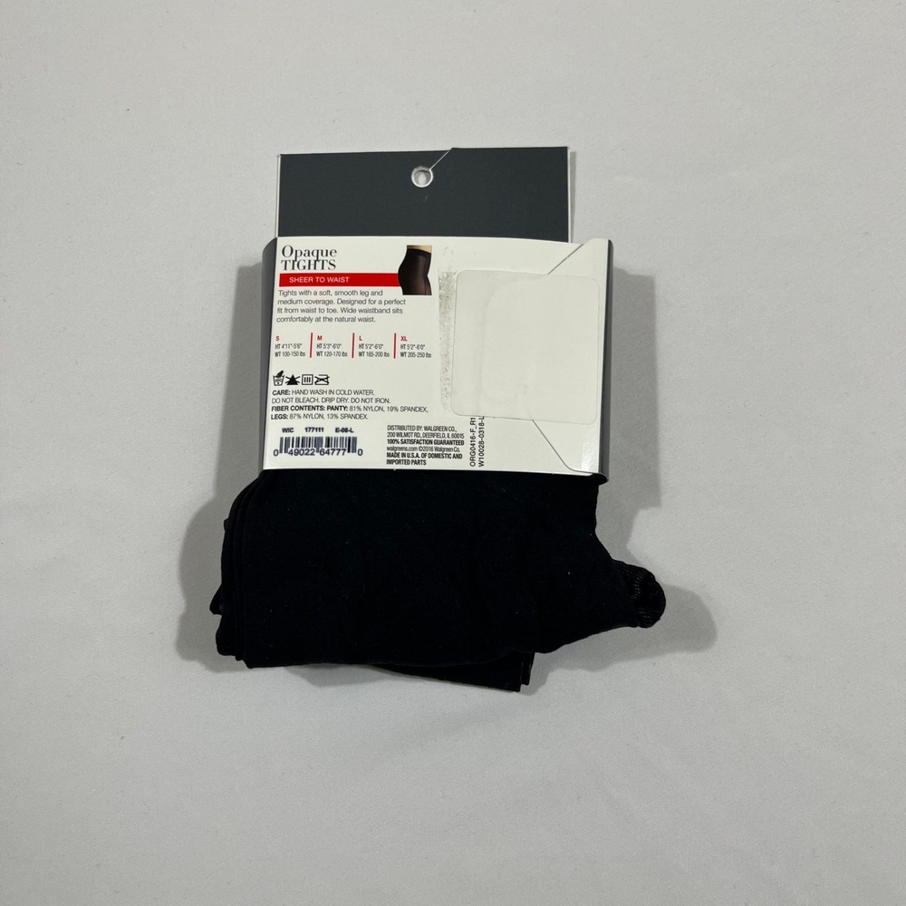 West Loop Opaque Tights Women XL Black Sheer To Waist Wide Waistband - Picture 3 of 4